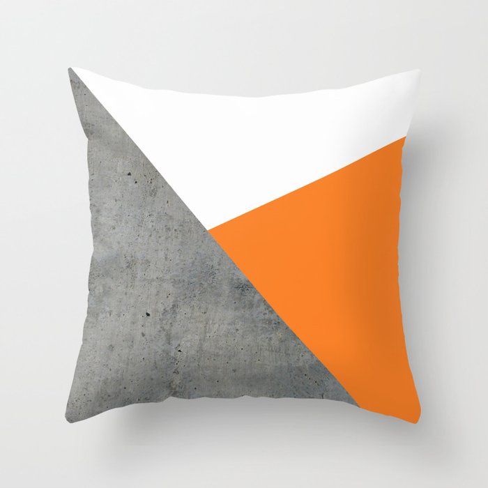 Concrete Tangerine White Throw Pillow By Byjwp Society6