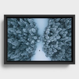 Frozen Lake In A Winter Forest  Framed Canvas