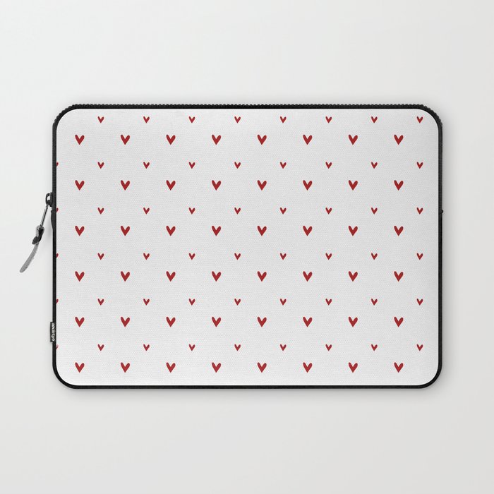 Small sketchy red hearts pattern on white background Laptop Sleeve