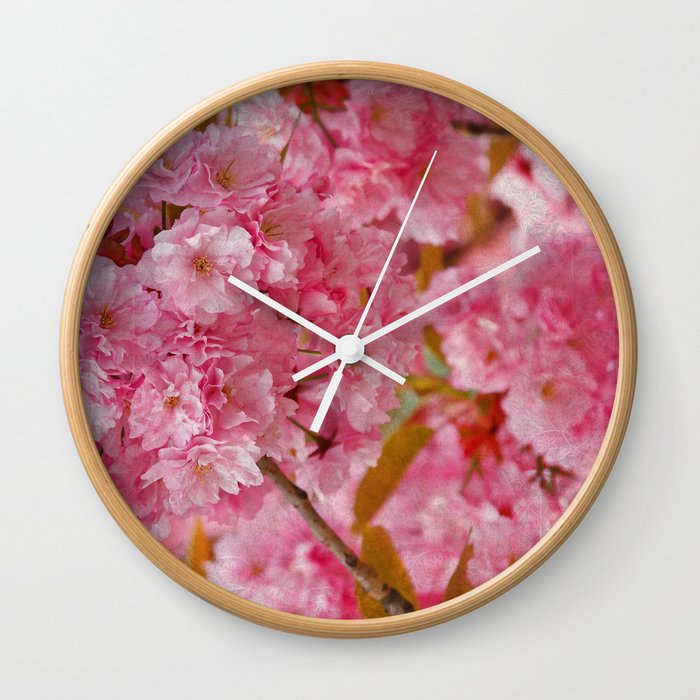 Cherry blossom 4 Wall Clock by Juliana RW Society6