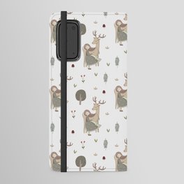 Deer and Girl off white Android Wallet Case