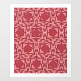 Minimal Arch Pattern, Deep Red Art Print