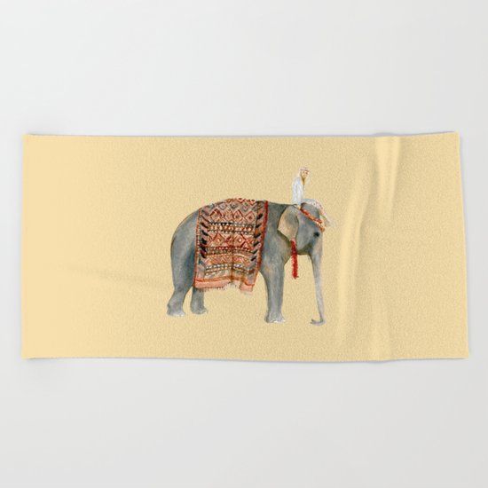 Elephant Ride on Sand Beach Towel
