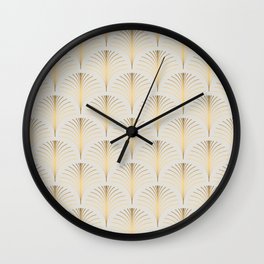 Golden Fan Leaf Art Deco Wall Clock