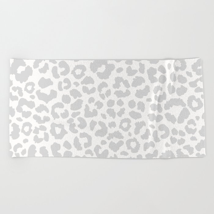 Leopard White And Grey Beach Towel