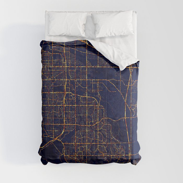 Aurora, Colorado, USA Map  - City At Night Comforter