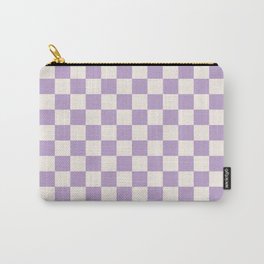 Check Checkered Purple Lilac Lavender Checkerboard Geometric Square Grid Pattern Boho Modern Minimal Carry-All Pouch