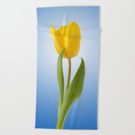 100% Artist Commissions Donated - Floral - Flowers Yellow Tulip Minimal Floral Nature Photo Beach Towel