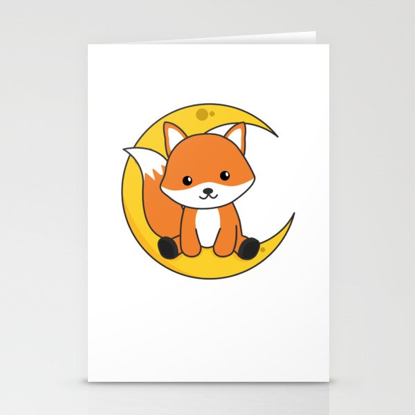 Moon Fox Cute Animals For Kids For The Night Stationery Cards