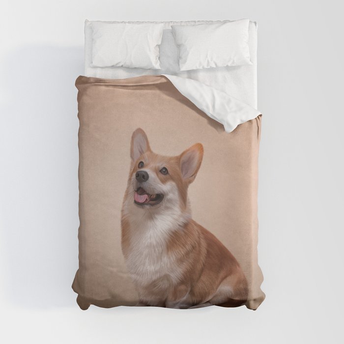 Drawing Dog breed Welsh Corgi Duvet Cover