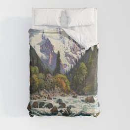 Mountains Forest Rocky River Comforter