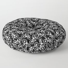 Bicycles Doodle on Black Floor Pillow
