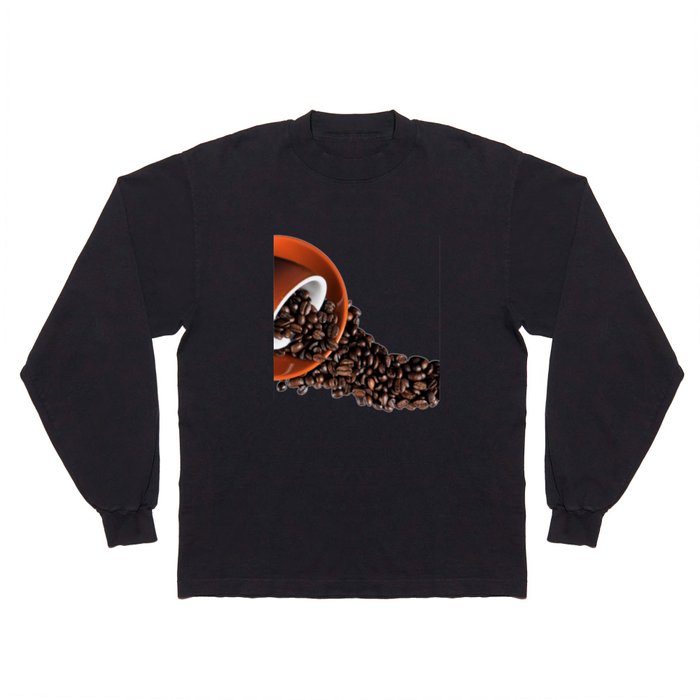 Red cup of espresso coffee beans Long Sleeve T Shirt