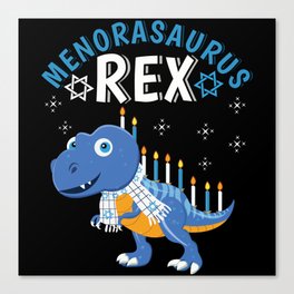 Kawaii Menosaurus Dinosaur Hanukkah Candle Menorah Canvas Print