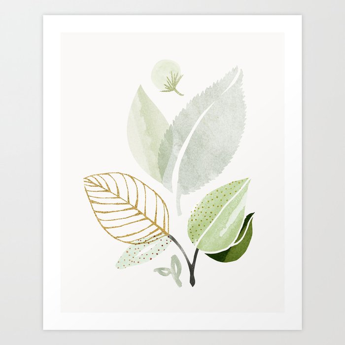 Forest Bouquet II Botanical Shapes Art Print