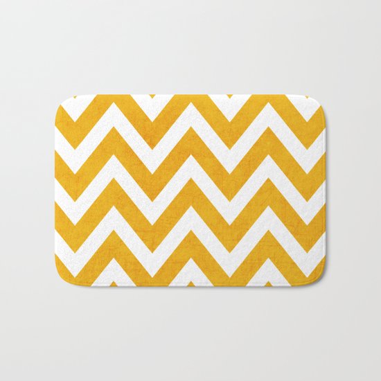 yellow chevron Bath Mat