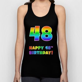 [ Thumbnail: HAPPY 48TH BIRTHDAY - Multicolored Rainbow Spectrum Gradient Tank Top ]