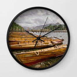 Boats On The Shore At Derwentwater Wall Clock