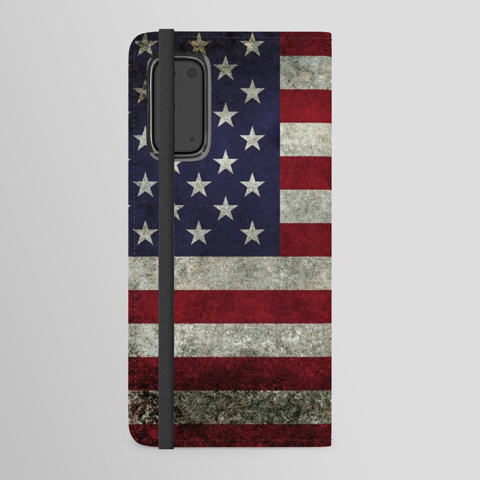 American Flag, Old Glory in dark worn grunge Android Wallet Case