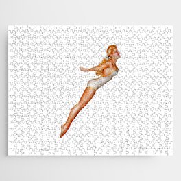Sexy Blonde Pin Up Dip With White Swimwear Jigsaw Puzzle