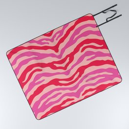 Zebra Wild Animal Print Red and Pink Picnic Blanket