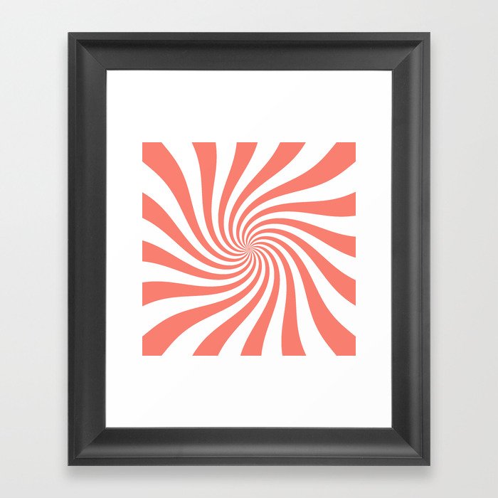 Swirl (Salmon/White) Framed Art Print