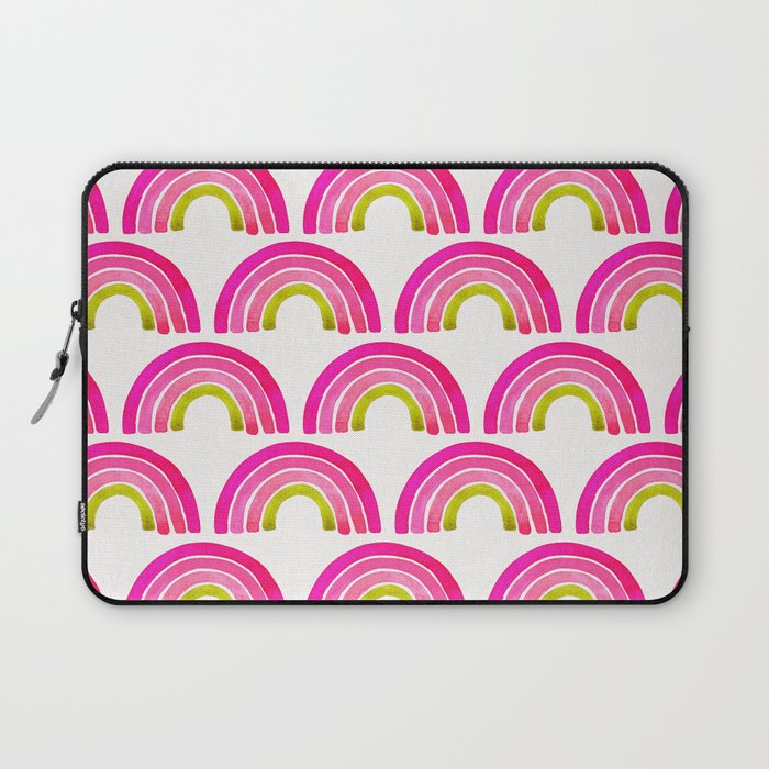 Rainbow Watercolor – Pink & Lime Laptop Sleeve