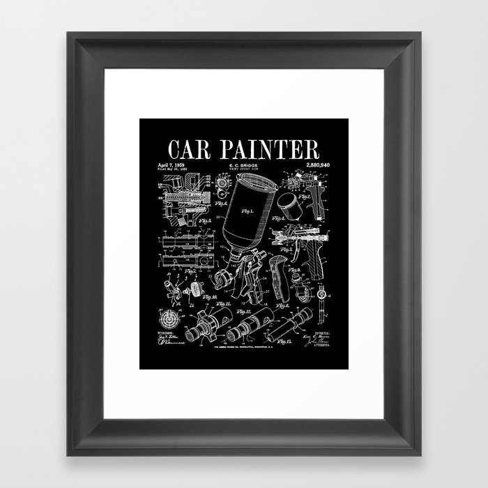 Car Automotive Painter Paint Spray Gun Vintage Patent Print Framed Art Print