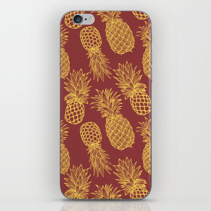 Fresh Pineapples Maroon & Yellow iPhone Skin