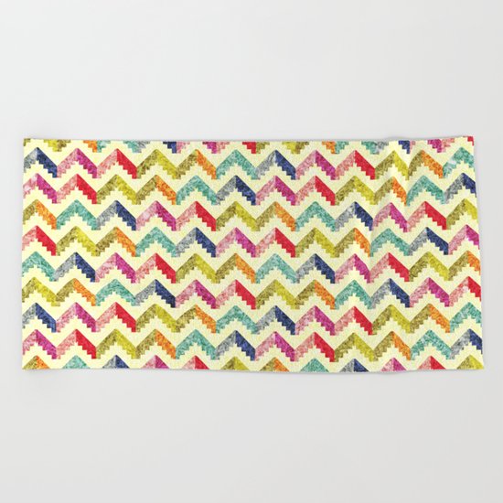 Chevron Multi Color Zigzag Pattern Beach Towel