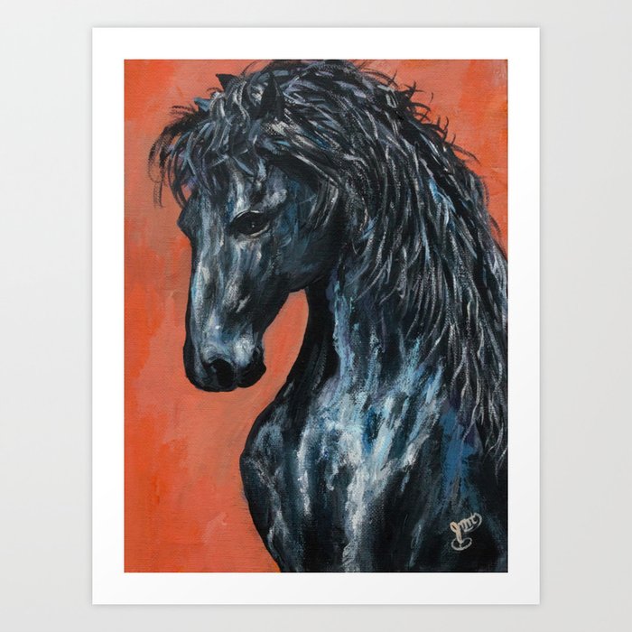 Friesian Horse Original Painting Art Print By Thisarttobeyours