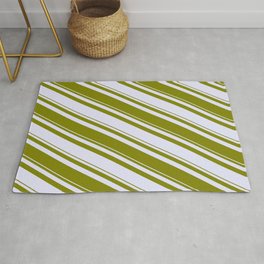 [ Thumbnail: Lavender & Green Colored Striped/Lined Pattern Rug ]