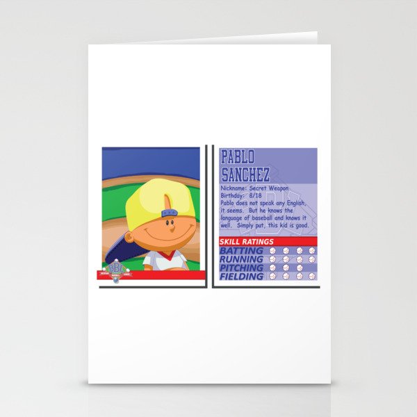 Pablo Sanchez Stat Card -Backyard Baseball Stationery Cards