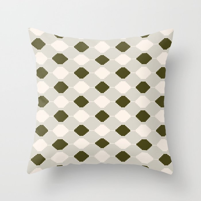 Moss green Checker Pattern Throw Pillow