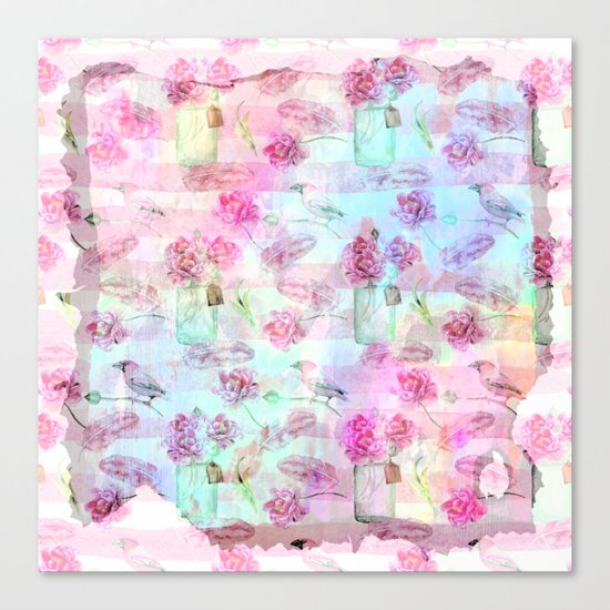 Summer pattern - Floral Flowers in pink on #Society6 Canvas Print