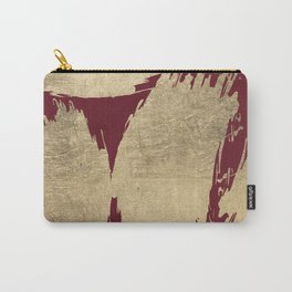 Abstract burgundy gold paint brush strokes Carry-All Pouch