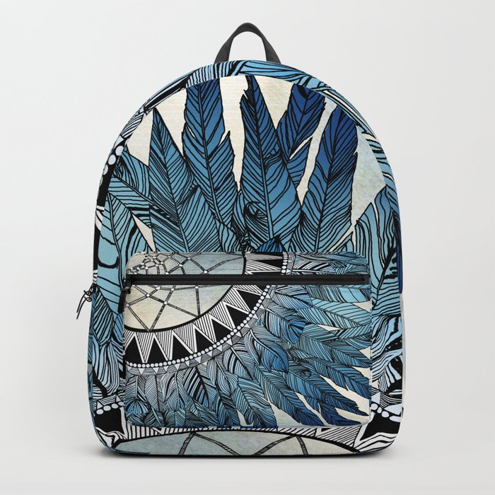 Blue Feather Dreamcatcher Backpack By Brendaerickson Society6 Blue Feather Dreamcatcher Backpack