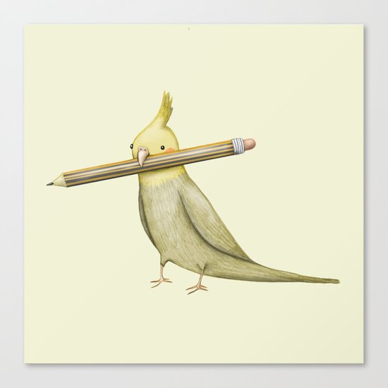 Cockatiel & Pencil Canvas Print