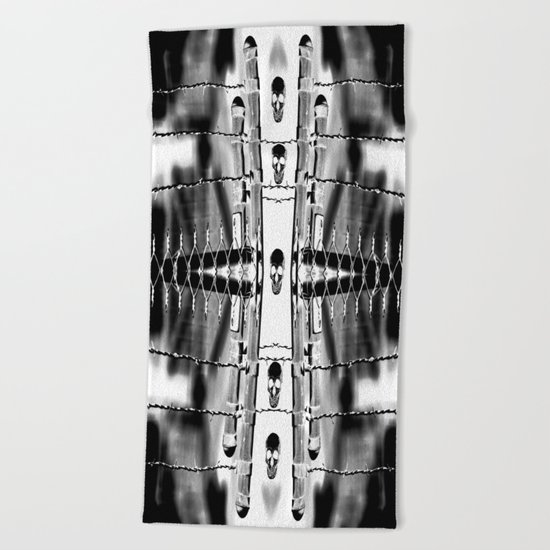 Skirting the Oblivion Fence in Black and White Beach Towel