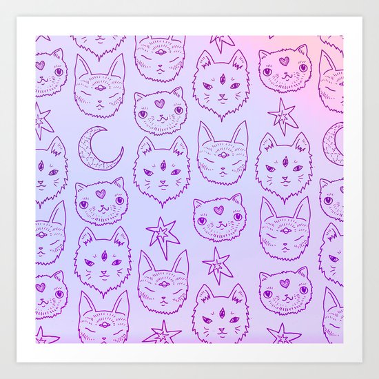 Kitty Mystics in Pink Art Print