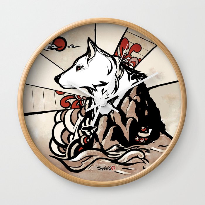Wolf Ukiyo-e Wall Clock