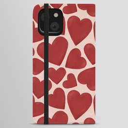 Cute Red Hearts Pattern iPhone Wallet Case