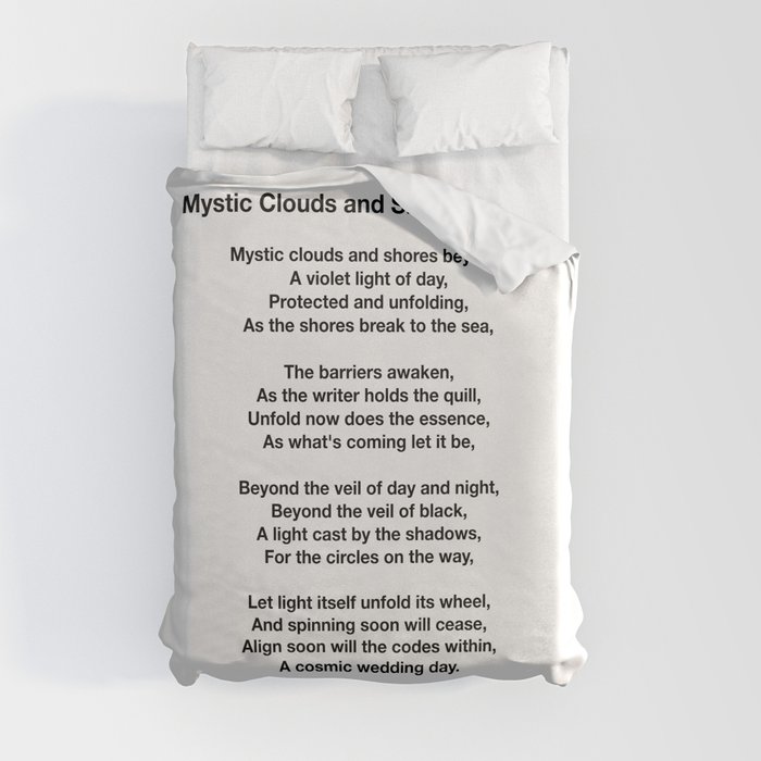 Mystic Clouds and Shores Beyond Poem Duvet Cover