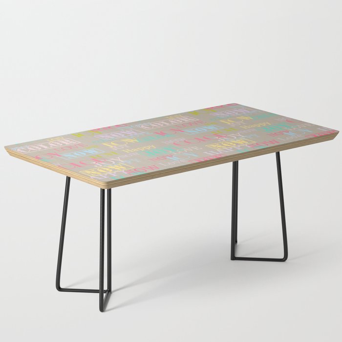 Enjoy The Colors - Colorful typography modern abstract pattern on taupe background Coffee Table
