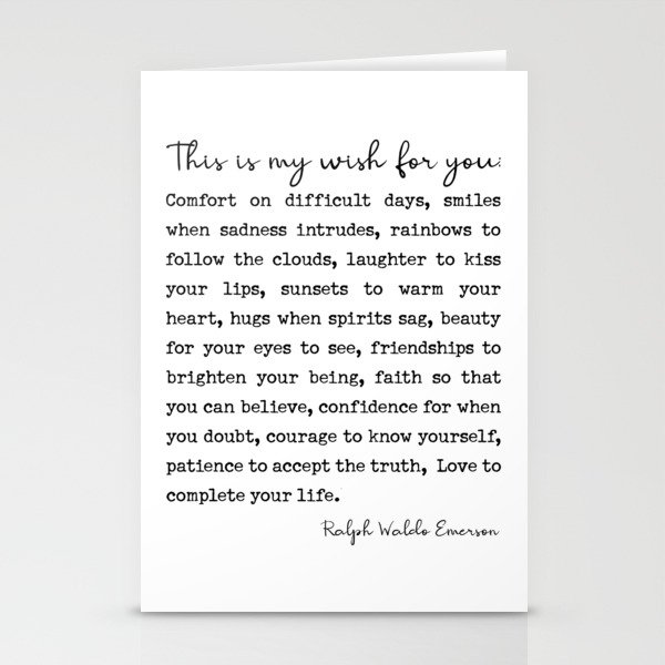 Ralph Waldo Emerson Quote, My Wish For You Stationery Cards