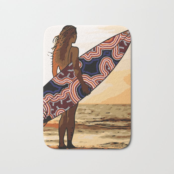 Authentic Aboriginal Art - Surfs up Australia Bath Mat