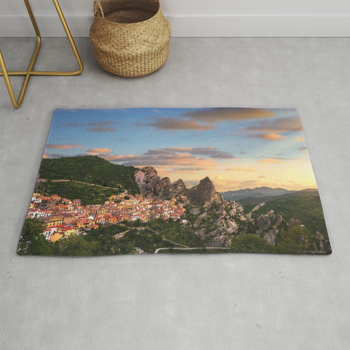 Castelmezzano village in Apennines, Dolomiti Lucane. Italy. Rug