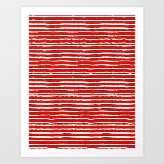 Minimal Christmas red and white holiday pattern stripes candy cane stripe pattern Art Print