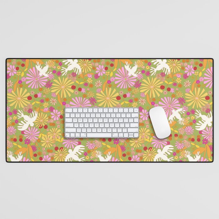 Birds & Flowers Desk Mat