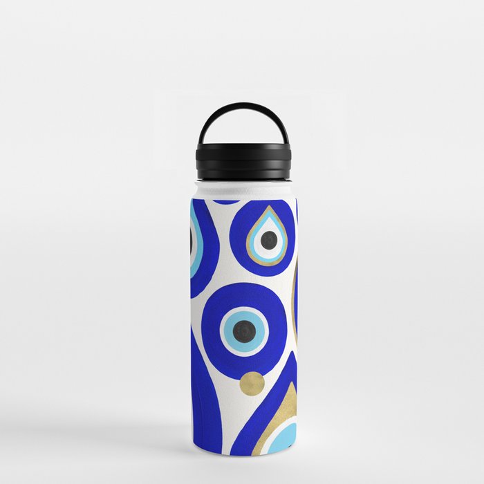 Evil Eye Charms on White Water Bottle by Cat Coquillette